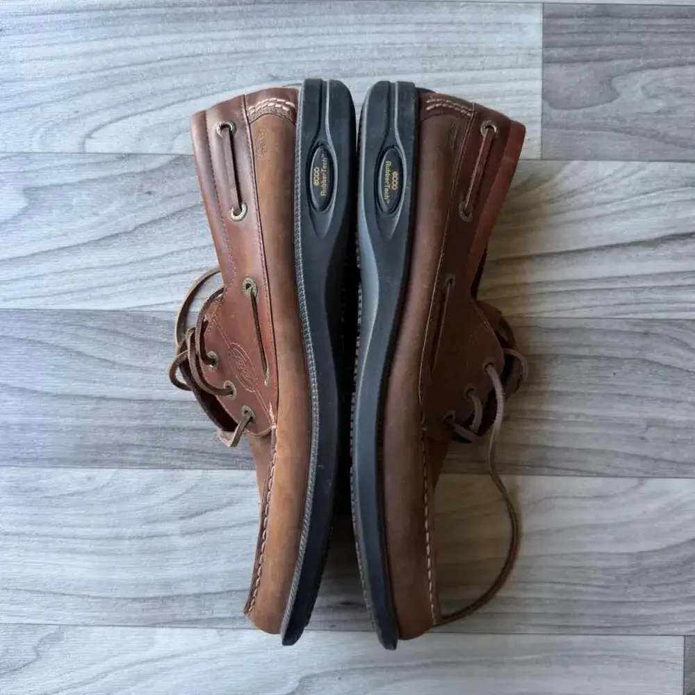 ECCO Brown Leather Boat Shoes